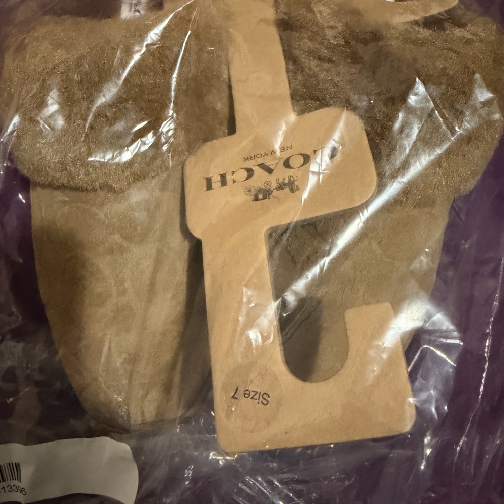 Coach Plush Slide Sandals in Light Brown
